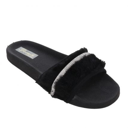 Chinelo Feminino Dovale 013 - Pelucia/preto - Atacado