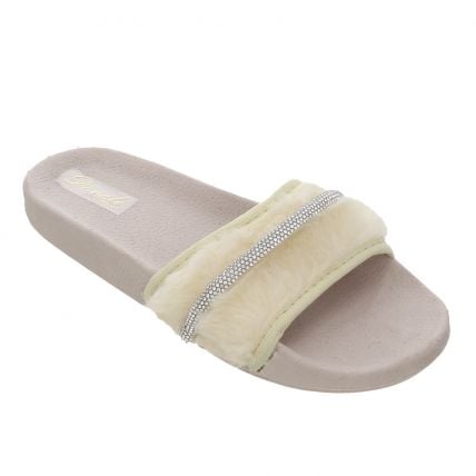 Chinelo Feminino Dovale 013 - Pelucia/bege - Atacado