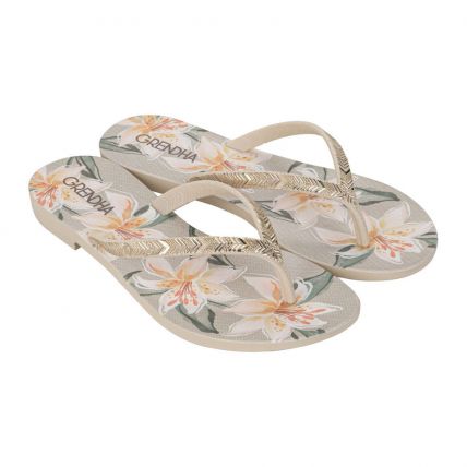 Chinelo Feminino Grendha Amor Em Flor 19086 - Off White/lírio (Bh138) - Atacado