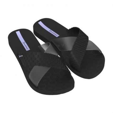 Chinelo Feminino Ipanema Sense Slide 27214 - (02064) - Preto/fume/azul (Be332) - Atacado