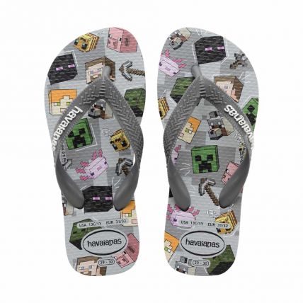 Chinelo Havaianas Kids Minecraft - 23 Ao 32 - Cinza Aço (5178) - Atacado