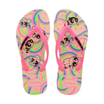 Chinelo Havaianas Kids Slim Powerpuff Girls - Pink/laranja Intenso/branco (97562) - Atacado