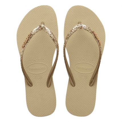 Chinelo Havaianas Slim Glitter II - 33 Ao 40 - Areia (0154) - Atacado