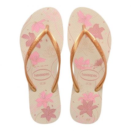 Chinelo Havaianas Slim Organic - 33 Ao 42 - Bege/dourado (1685) - Atacado