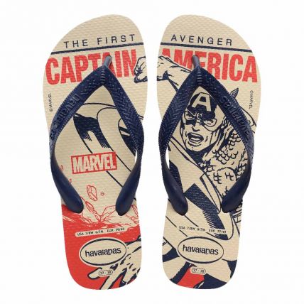 Chinelo Havaianas Top Marvel Logomania - Bege Palha/marinho (8009) - Atacado