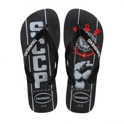 Chinelo Havaianas Top Times Corinthians - Preto/preto (1069) - Atacado