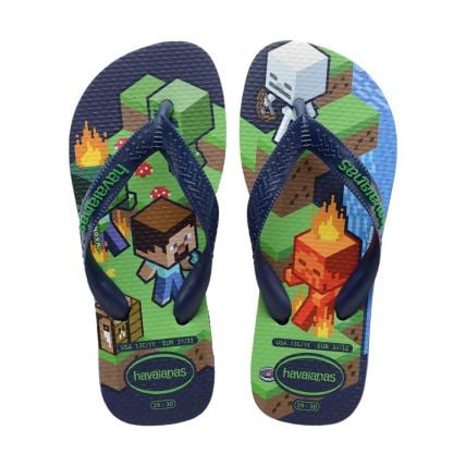 Chinelo Infantil Havaianas Kids Minecraft - 23 Ao 32 - Marinho (0555) - Atacado