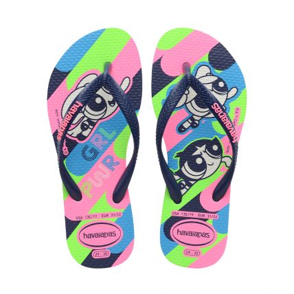 Chinelo Infantil Havaianas Kids Slim Powerpuff - Branco (0001) - Atacado