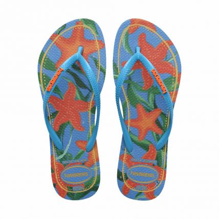 Chinelo Infantil Havaianas Slim Tropical - Turquesa (0212) - Atacado