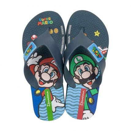 Chinelo Infantil Ipanema Super Mario 27161 - Azul Escuro/verde (Bf235) - Atacado