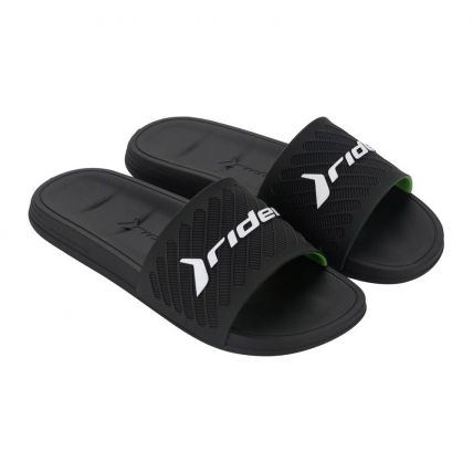 Chinelo Slide Masculino Rider Free II 12323 - Preto/branco/verde (Av709) - Atacado