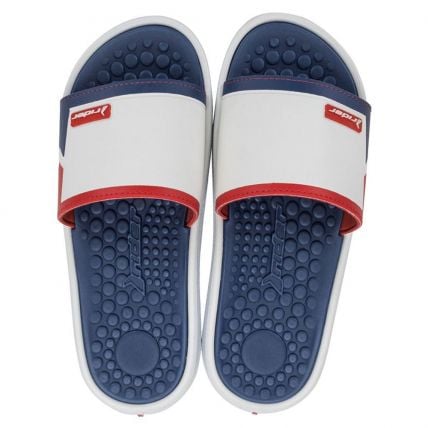 Chinelo Slide Masculino Rider Pump Ii 12424 - (02105) - Branco/azul/vermelho (Be930) - Atacado