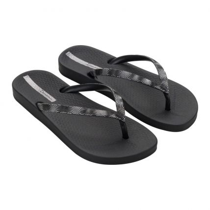 Sandália Feminina Ipanema Anatômica Metallic 27253 - Preto/prata (Bf344) - Atacado