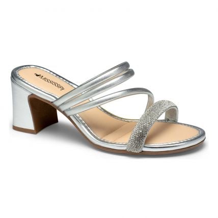 Sandália Feminina Mississipi Mc411-0002 - (9 Pares) - Cristal/prata - Atacado