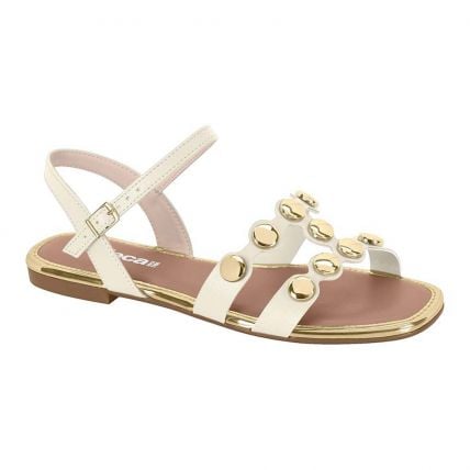 Sandália Feminina Moleca 5435.550.12638 - Branco Off/dourado (35432) - Atacado