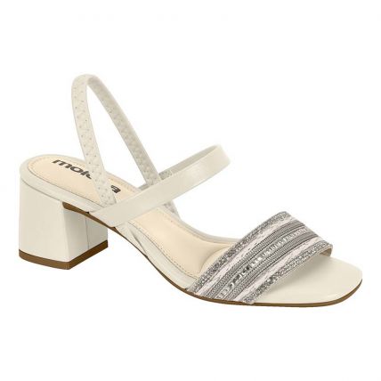 Sandália Feminina Moleca 5496.114.29177 - Branco Off/multi Prata - Atacado