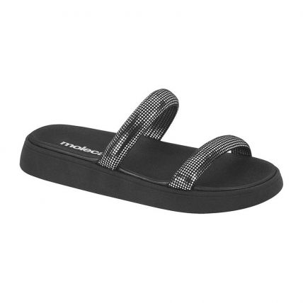 Sandália Feminina Moleca 5507.101.28377 - Preto Prata/preto (34115) - Atacado