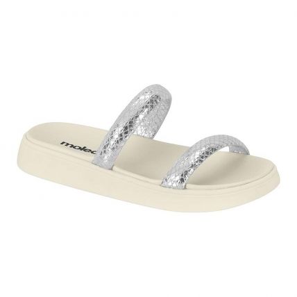 Sandália Feminina Moleca 5507.101.28699 - Prata/branco Off (42070) - Atacado