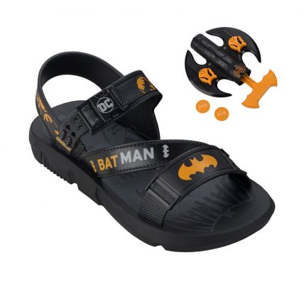 Sandália Infantil Batman Lançador 23111 - Preto/amarelo (Be988) - Atacado