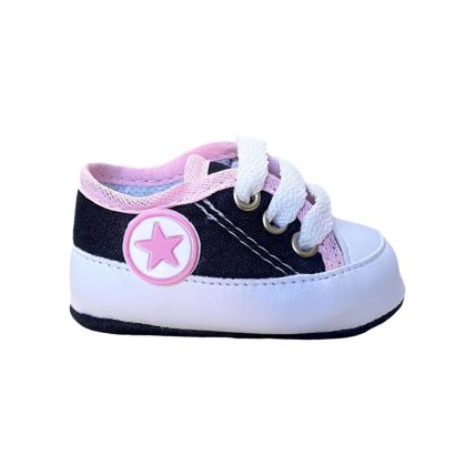 Sapato Baby Mini Pé 012 - Preto/rosa - Atacado