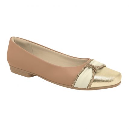 Sapato Feminino Piccadilly 250232 - (9 Pares) - Ouro/off White - Atacado