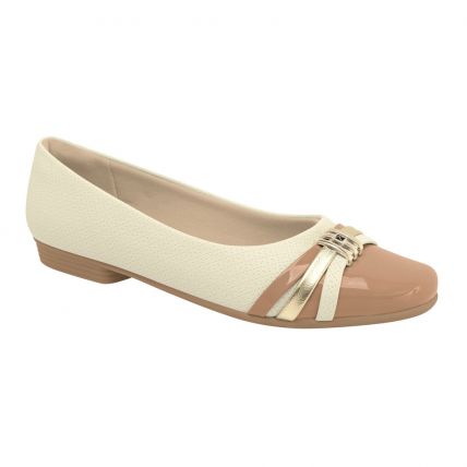 Sapato Feminino Piccadilly 250233 - (9 Pares) - Off White/ouro - Atacado