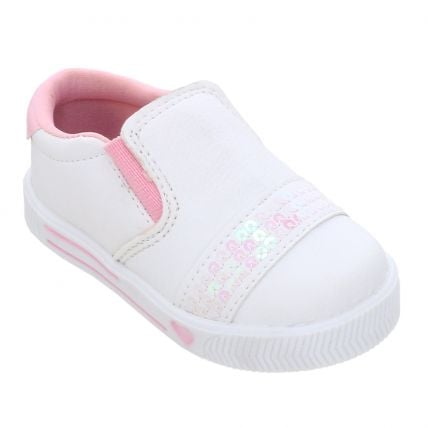 Tênis Infantil Linda Ju 2023413 - Branco/rosa/branco - Atacado