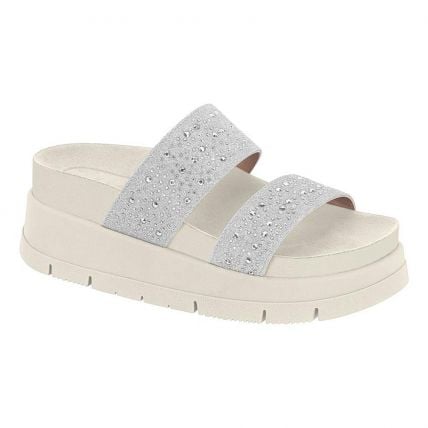 Tamanco Feminino Moleca 5513.106.13251 - Prata/branco Off (42070) - Atacado