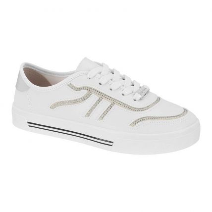 Tênis Feminino Moleca 5667.344.28784 - Branco/branco Off/cristal/prata (99880) - Atacado